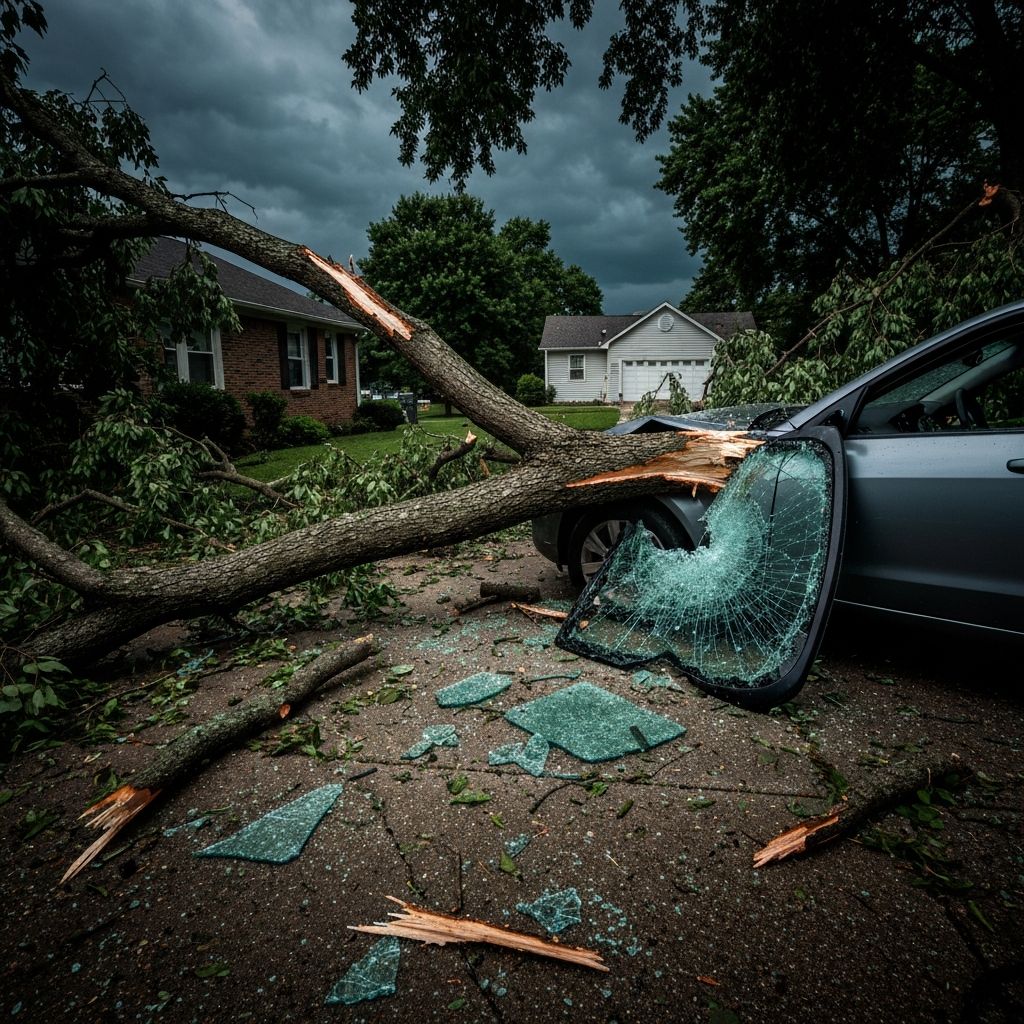 Tree branch crashed through car windshield